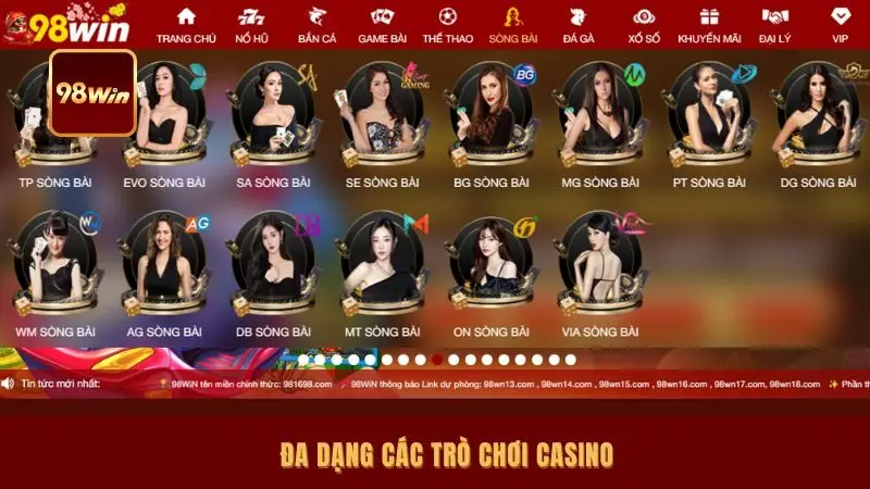 Đa dạng các trò chơi casino